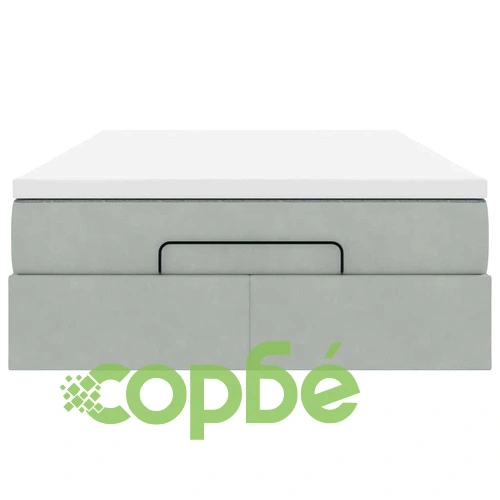 Османска легло с матрак, светлосиво, 120x190 см, кадифе ➤ топ цена ➤ sorbe.bg