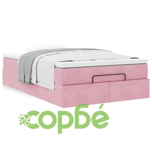 Османско легло с матрак, розово кадифе, 120x200 см, с място за съхранение ➤ топ цена ➤ sorbe.bg