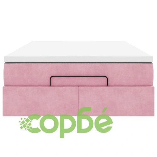 Османско легло с матрак, розово кадифе, 120x200 см, с място за съхранение ➤ топ цена ➤ sorbe.bg