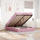 Османско легло с матрак и място за съхранение, розово, 140x200 см, кадифе