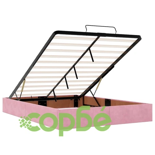 Османско легло с матрак и място за съхранение, розово, 140x200 см, кадифе ➤ топ цена ➤ sorbe.bg