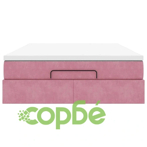 Османско легло с матрак и място за съхранение, розово, 140x200 см, кадифе ➤ топ цена ➤ sorbe.bg