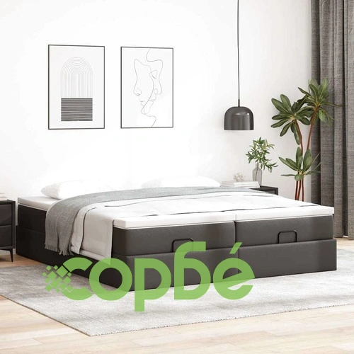 Османско легло с матраци 200x200 см, черно, изкуствена кожа ➤ топ цена ➤ sorbe.bg