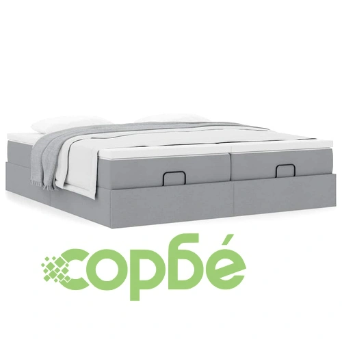 Османско легло с матраци, светлосиво, 160x200 см, полиестерен плат ➤ топ цена ➤ sorbe.bg