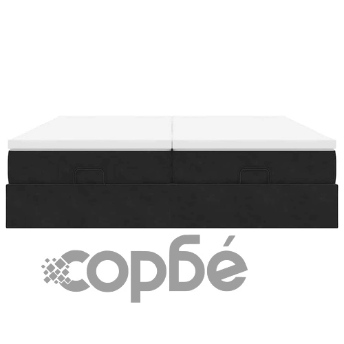 Кадифено Османско Легло с Матраци, Черно, 160x200 см, с Място за Съхранение ➤ топ цена ➤ sorbe.bg