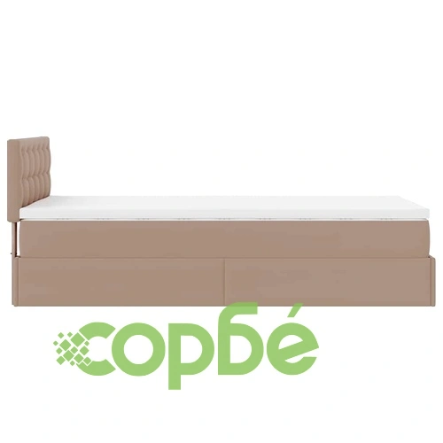 Османско легло с матрак, 90x190 см, капучино, изкуствена кожа ➤ топ цена ➤ sorbe.bg