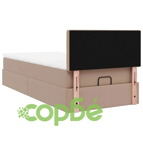 Османско легло с матрак, 90x190 см, капучино, изкуствена кожа ➤ топ цена ➤ sorbe.bg