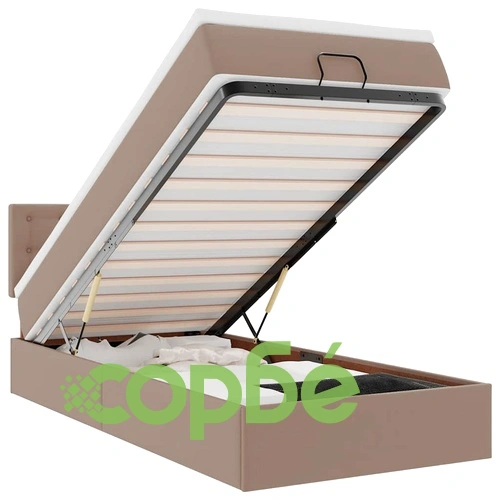 Османско легло с матрак, 90x190 см, капучино, изкуствена кожа ➤ топ цена ➤ sorbe.bg