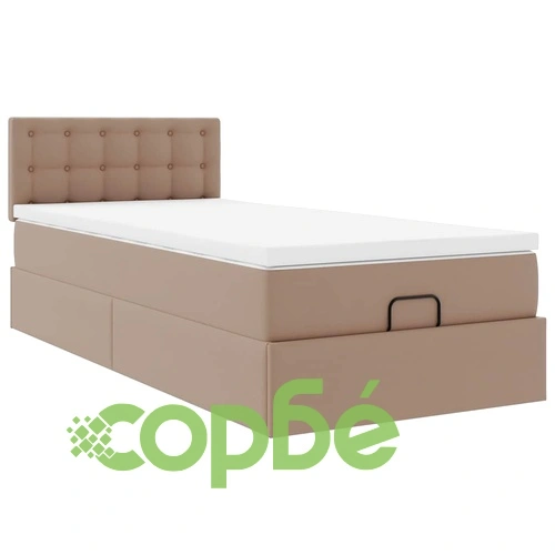 Османско легло с матрак, 90x190 см, капучино, изкуствена кожа ➤ топ цена ➤ sorbe.bg