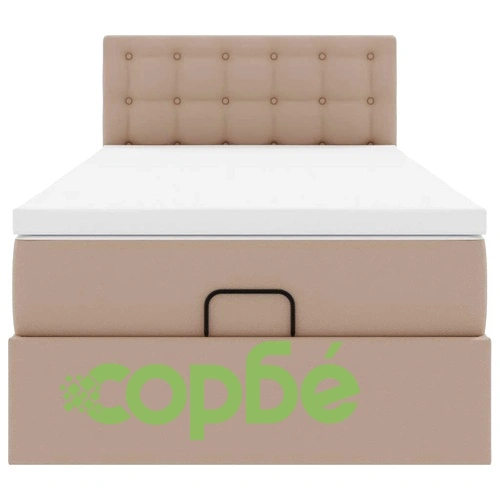 Османско легло с матрак, 90x190 см, капучино, изкуствена кожа ➤ топ цена ➤ sorbe.bg