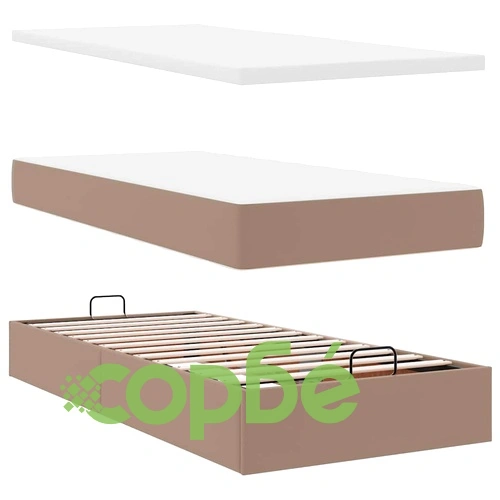 Османско легло с матрак, 90x190 см, капучино, изкуствена кожа ➤ топ цена ➤ sorbe.bg