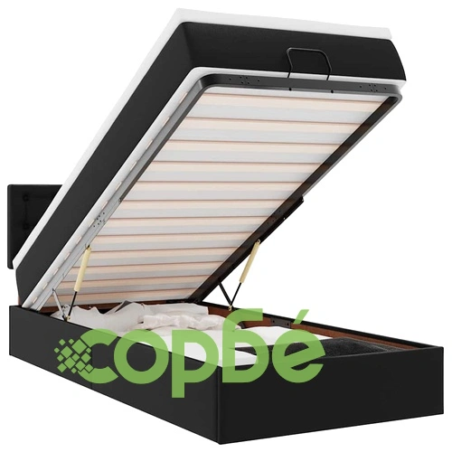 Легло тип Османка с матрак, 90x200 см, черна изкуствена кожа ➤ топ цена ➤ sorbe.bg