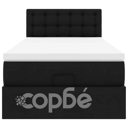 Легло тип Османка с матрак, 90x200 см, черна изкуствена кожа ➤ топ цена ➤ sorbe.bg