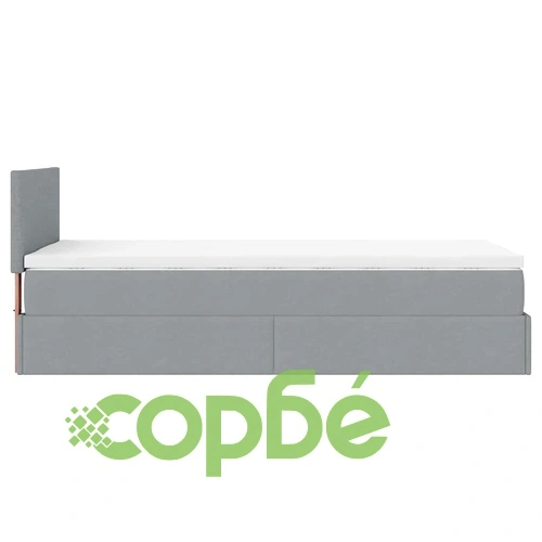 Единично легло тип османка с матрак и топер, светлосиво, 90x190 см, плат ➤ топ цена ➤ sorbe.bg