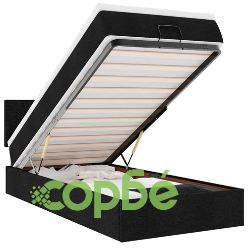 Легло тип Османка с матрак, черно, 90x190 см, полиестерен плат ➤ топ цена ➤ sorbe.bg