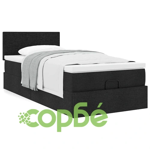 Легло тип Османка с матрак, черно, 90x190 см, полиестерен плат ➤ топ цена ➤ sorbe.bg