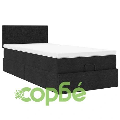 Легло тип Османка с матрак, черно, 90x190 см, полиестерен плат ➤ топ цена ➤ sorbe.bg