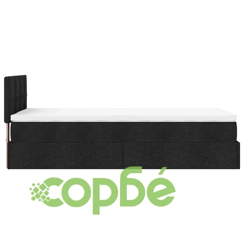 Легло тип Османка с матрак, черно, 90x190 см, текстилна тапицерия ➤ топ цена ➤ sorbe.bg