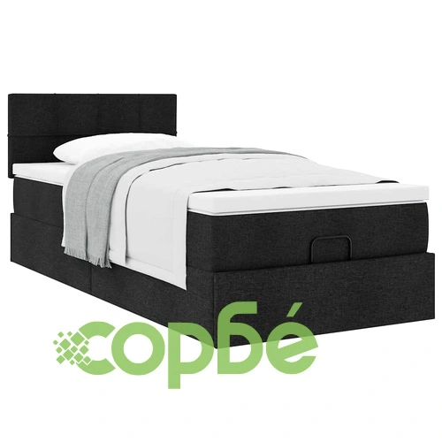 Легло тип Османка с матрак, черно, 90x190 см, текстилна тапицерия ➤ топ цена ➤ sorbe.bg