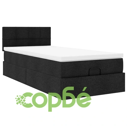 Легло тип Османка с матрак, черно, 90x190 см, текстилна тапицерия ➤ топ цена ➤ sorbe.bg
