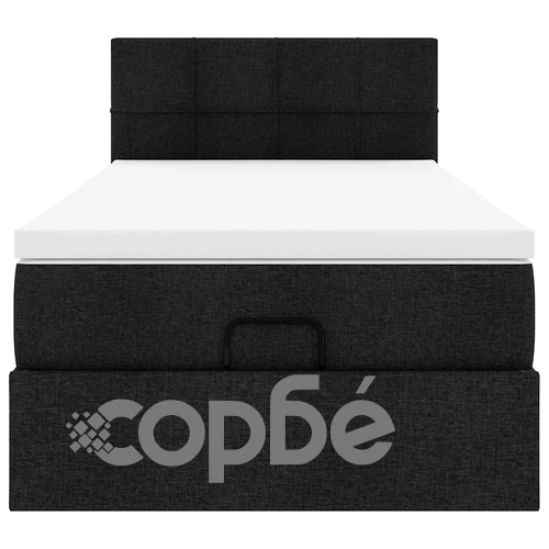 Легло тип Османка с матрак, черно, 90x190 см, текстилна тапицерия ➤ топ цена ➤ sorbe.bg