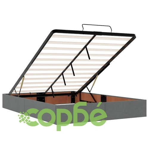 Османско легло с матрак 140x190 cm - Тъмно сиво, Полиестерна тъкан ➤ топ цена ➤ sorbe.bg