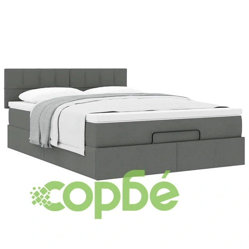 Османско легло с матрак 140x190 cm - Тъмно сиво, Полиестерна тъкан ➤ топ цена ➤ sorbe.bg