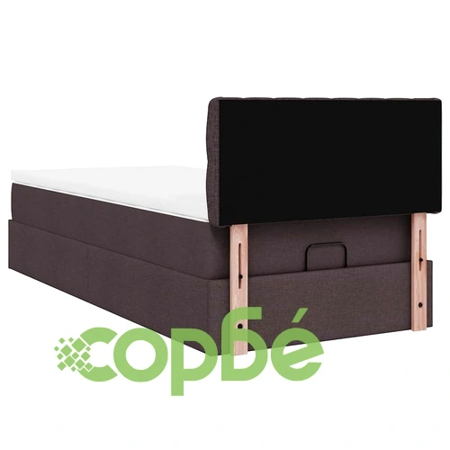 Легло тип Османска с матрак, 90x190 см, тъмнокафяв плат и място за съхранение ➤ топ цена ➤ sorbe.bg