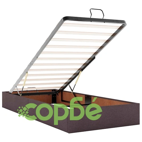 Легло тип Османска с матрак, 90x190 см, тъмнокафяв плат и място за съхранение ➤ топ цена ➤ sorbe.bg