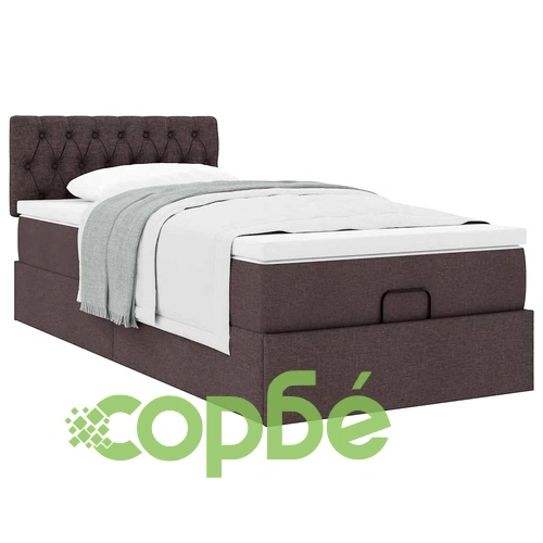 Легло тип Османска с матрак, 90x190 см, тъмнокафяв плат и място за съхранение ➤ топ цена ➤ sorbe.bg