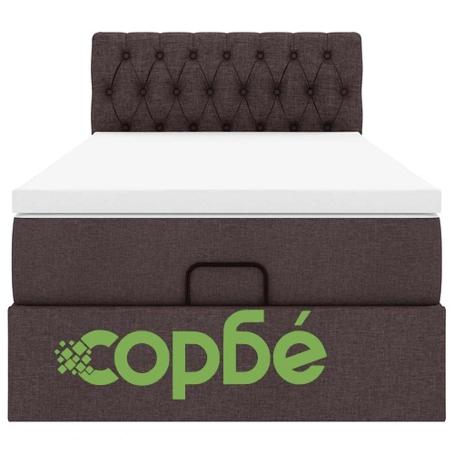 Легло тип Османска с матрак, 90x190 см, тъмнокафяв плат и място за съхранение ➤ топ цена ➤ sorbe.bg