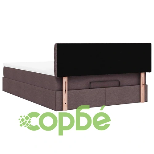 Османско легло с матрак и място за съхранение, тъмнокафяво, 140x200 см, полиестер ➤ топ цена ➤ sorbe.bg