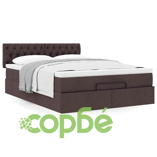 Османско легло с матрак и място за съхранение, тъмнокафяво, 140x200 см, полиестер ➤ топ цена ➤ sorbe.bg