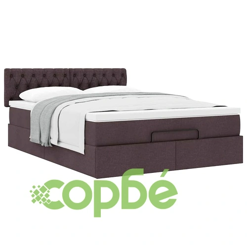 Османско легло с матрак и място за съхранение, тъмнокафяво, 140x200 см, полиестер ➤ топ цена ➤ sorbe.bg