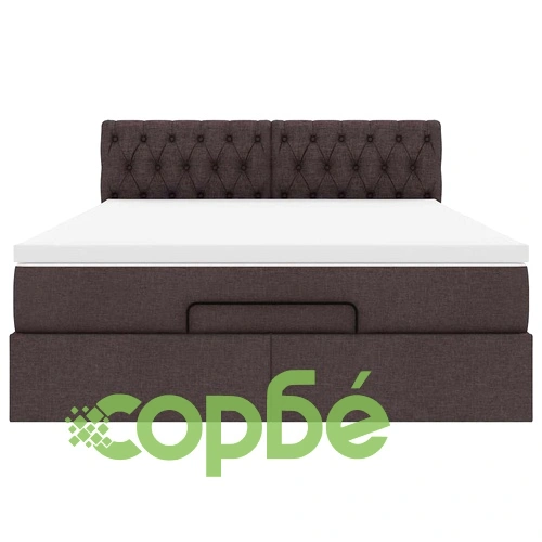 Османско легло с матрак и място за съхранение, тъмнокафяво, 140x200 см, полиестер ➤ топ цена ➤ sorbe.bg
