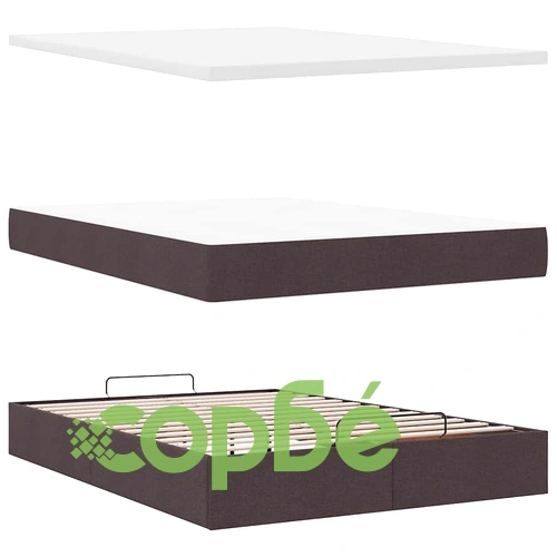 Османско легло с матрак и място за съхранение, тъмнокафяво, 140x200 см, полиестер ➤ топ цена ➤ sorbe.bg