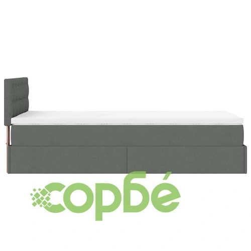 Единично легло тип Османска с матрак, тъмносиво, 90x190 см, полиестерен плат ➤ топ цена ➤ sorbe.bg