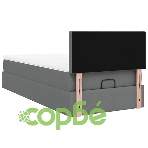 Единично легло тип Османска с матрак, тъмносиво, 90x190 см, полиестерен плат ➤ топ цена ➤ sorbe.bg