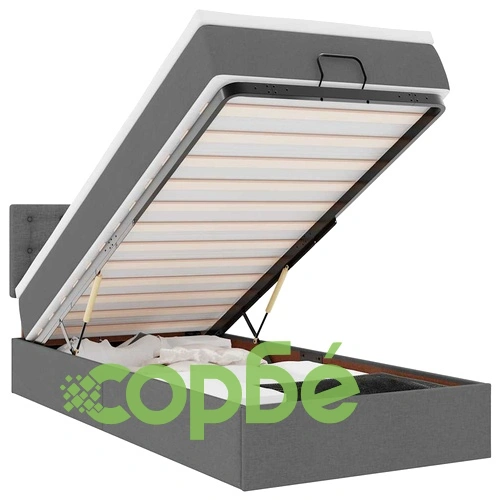 Единично легло тип Османска с матрак, тъмносиво, 90x190 см, полиестерен плат ➤ топ цена ➤ sorbe.bg