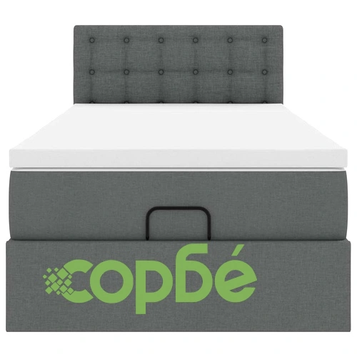 Единично легло тип Османска с матрак, тъмносиво, 90x190 см, полиестерен плат ➤ топ цена ➤ sorbe.bg