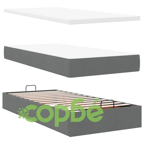 Единично легло тип Османска с матрак, тъмносиво, 90x190 см, полиестерен плат ➤ топ цена ➤ sorbe.bg