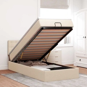 Османска спалня с матрак и топер, 100x200 см, кремав плат