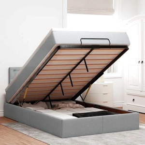 Османско легло с матрак и място за съхранение, 120x200 см, светлосив плат