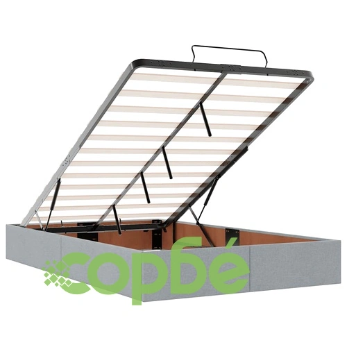 Османско легло с матрак и място за съхранение, 120x200 см, светлосив плат ➤ топ цена ➤ sorbe.bg