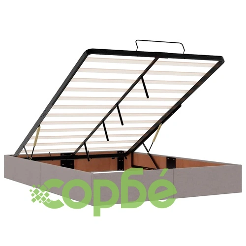 Османска легло с матрак от плат в цвят таупе, 140x190 см, с място за съхранение ➤ топ цена ➤ sorbe.bg