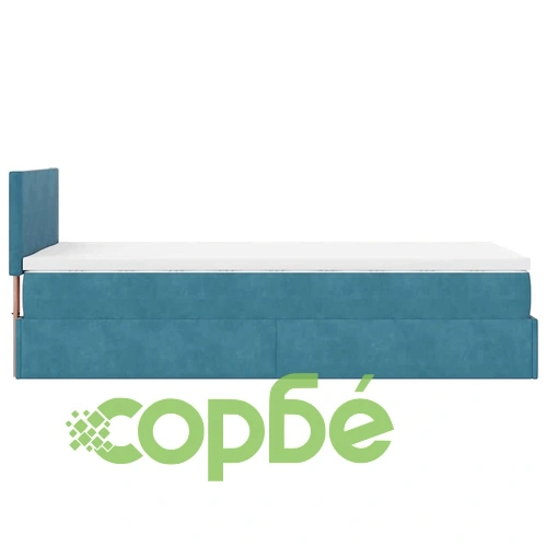 Османско легло с матрак, тъмносиньо, 80x200 см, кадифе ➤ топ цена ➤ sorbe.bg