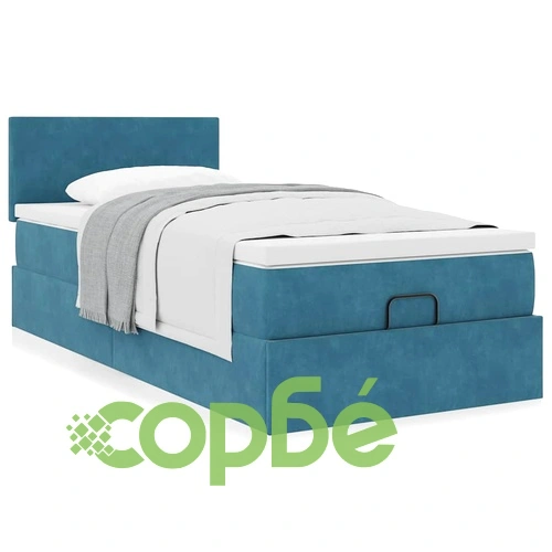 Османско легло с матрак, тъмносиньо, 80x200 см, кадифе ➤ топ цена ➤ sorbe.bg