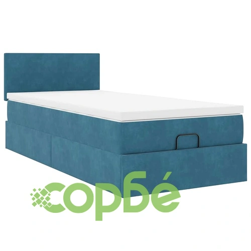 Османско легло с матрак, тъмносиньо, 80x200 см, кадифе ➤ топ цена ➤ sorbe.bg