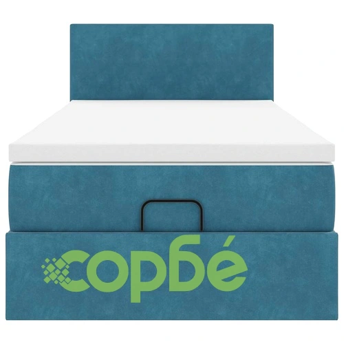 Османско легло с матрак, тъмносиньо, 80x200 см, кадифе ➤ топ цена ➤ sorbe.bg