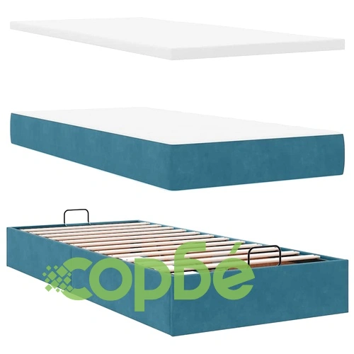 Османско легло с матрак, тъмносиньо, 80x200 см, кадифе ➤ топ цена ➤ sorbe.bg